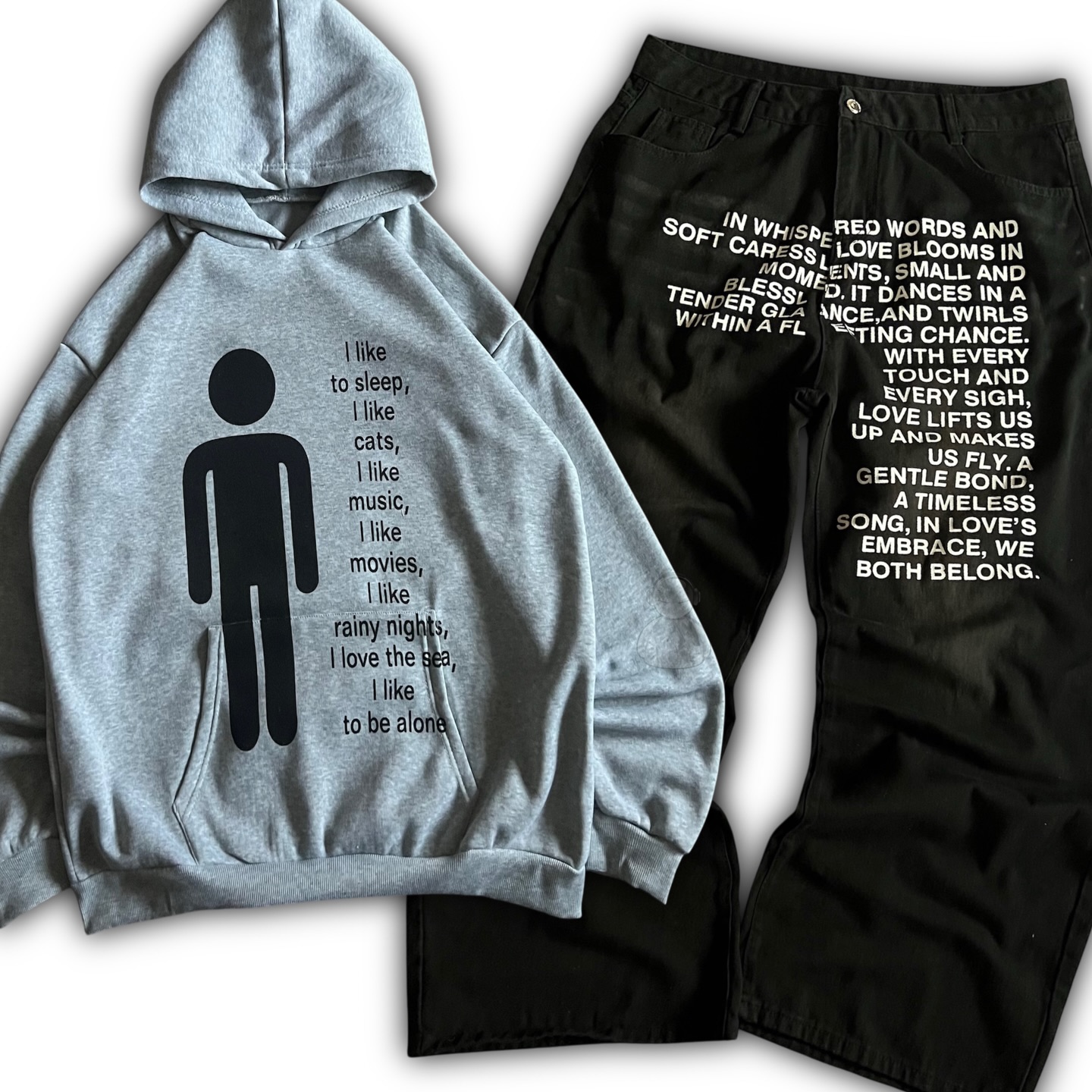 Men'S Fashion Hoodies - American Pattern Letter Jeans Y2K Men