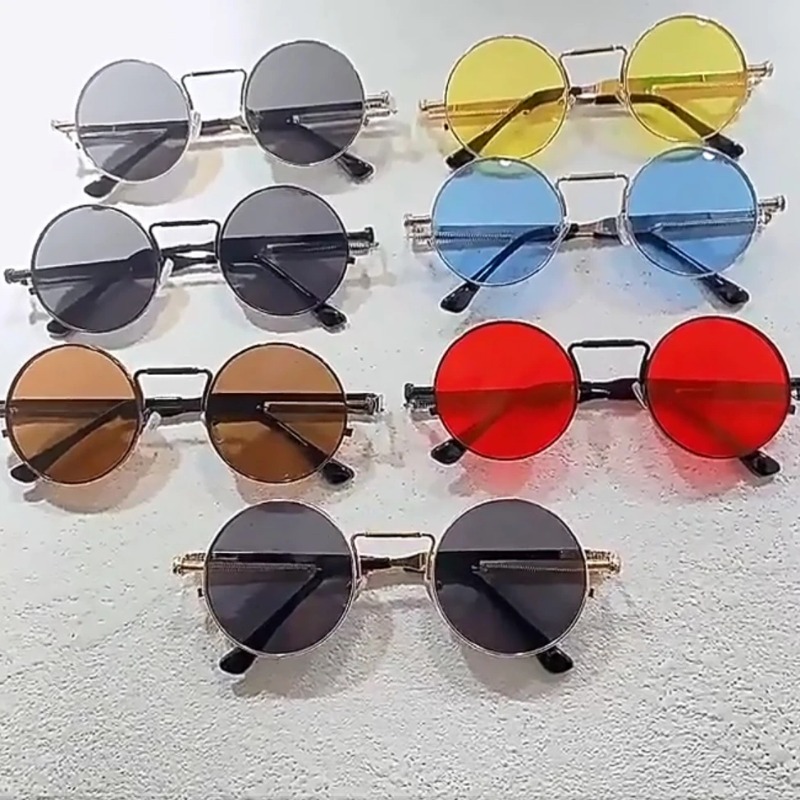 Men'S Fashion Round Glasses - Vintage Metal Frame Round Sunglasses Women