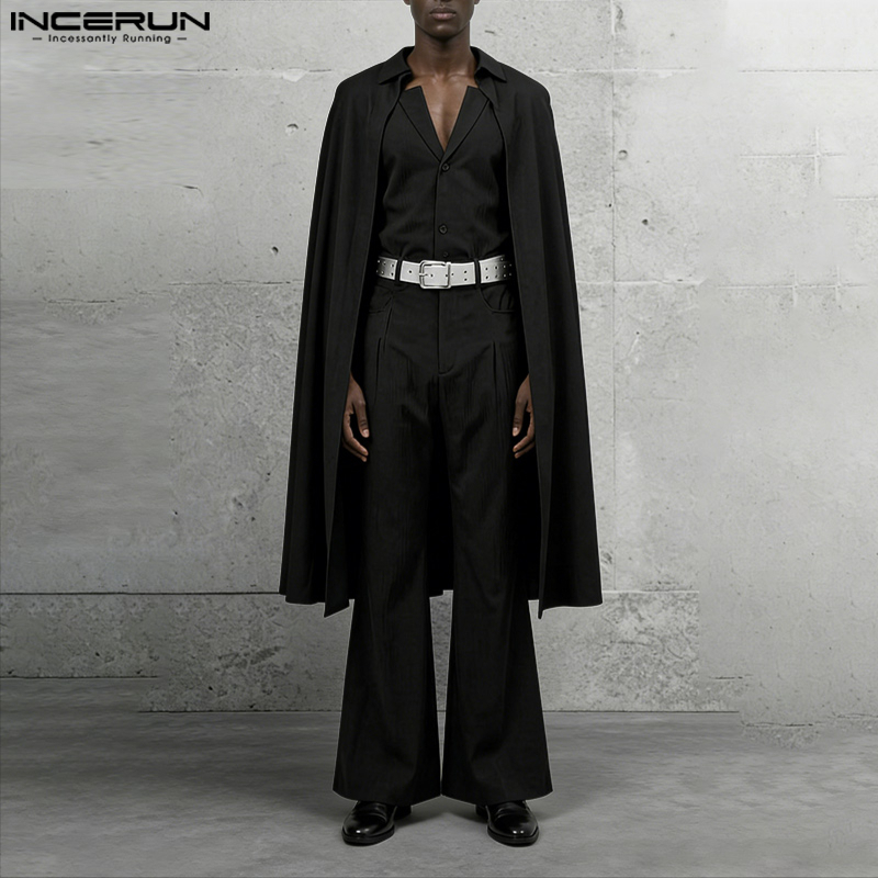 Men'S Fashion Loose Pants - INCERUN Men Sets Solid Color Lapel