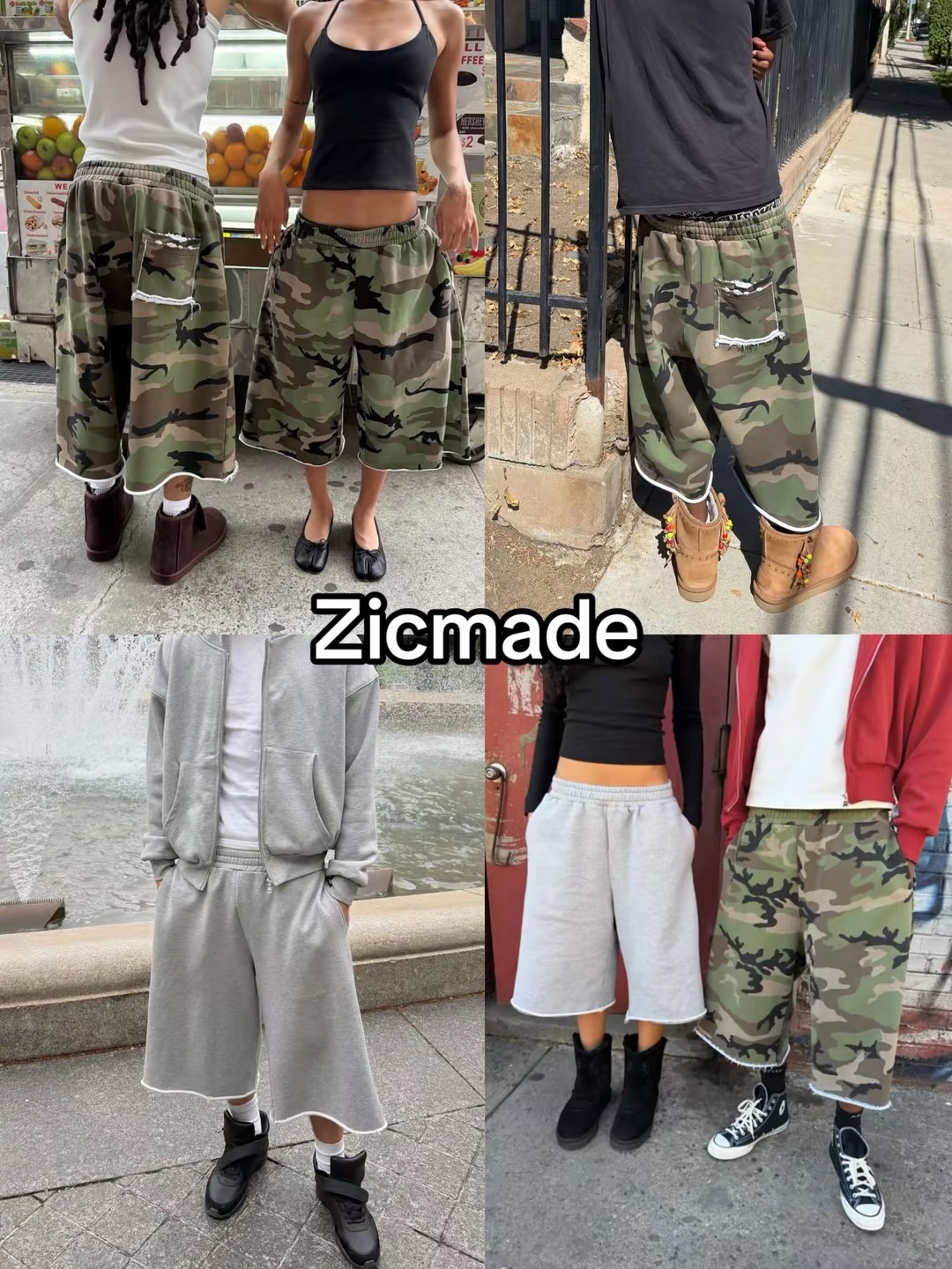 Men'S Fashion Loose Pants - Harajuku Hip Hop Camo Shorts Camo