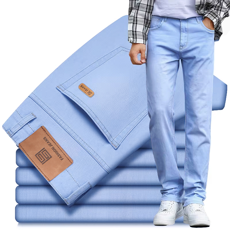 Men'S Fashion Nova Jeans - 2025 Summer New Men's Sky Blue