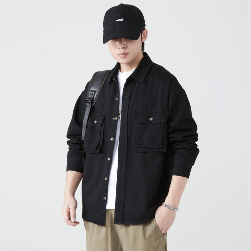 Jacket Mens Fashion - Pure Cotton Tooling Shirts Men Spring