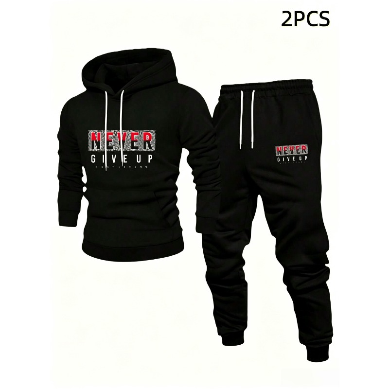 Men'S Fashion Hoodies - NEVER GIVE UP Alphabet Fashion Printed