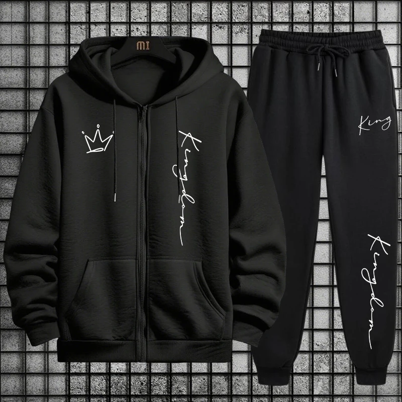 Quality Men'S Fashion - King Letter Print Hoodie and Sweatpants