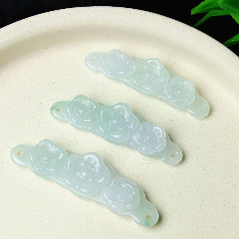 Men'S Fashion Jewelry - 1pc Natural Jadeite Emerald Flower Hand