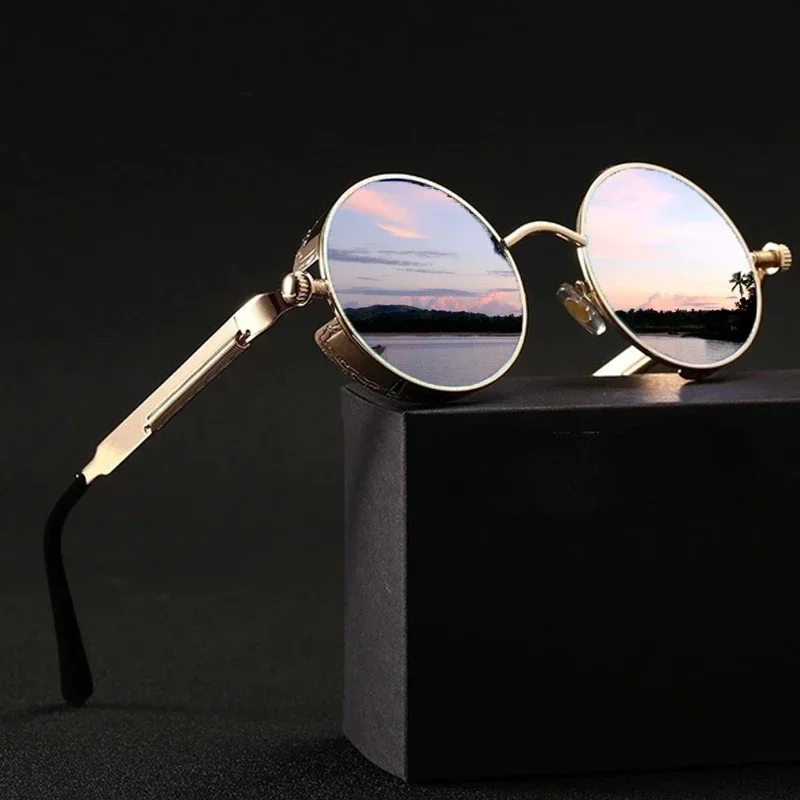 Men'S Fashion Round Glasses - Classic Steampunk Sunglasses for Men and