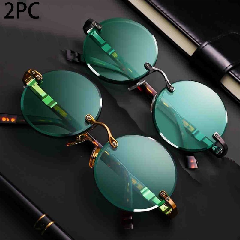 Men'S Fashion Round Glasses - Fashion Classic Rimless Sunglasses Women Men