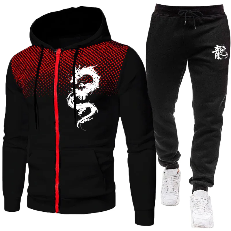 Men'S Fashion Hoodies - Men's Paris Dragon Pattern Fashion Print