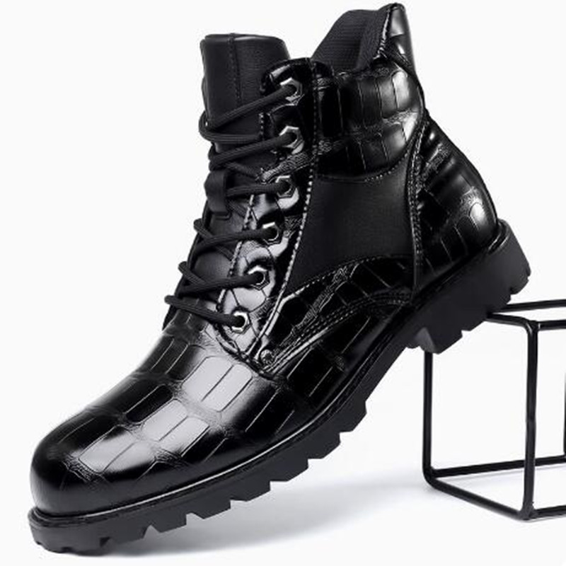 Men'S Fashion Brands - Brand Men Boots Grid Pattern Square