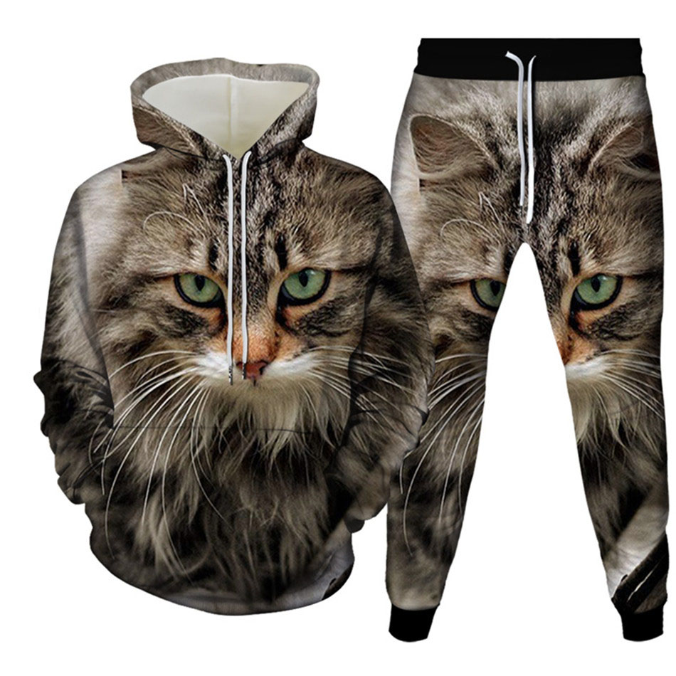 Men'S Fashion Hoodies - Autumn Funny Animal Cat 3D Printed