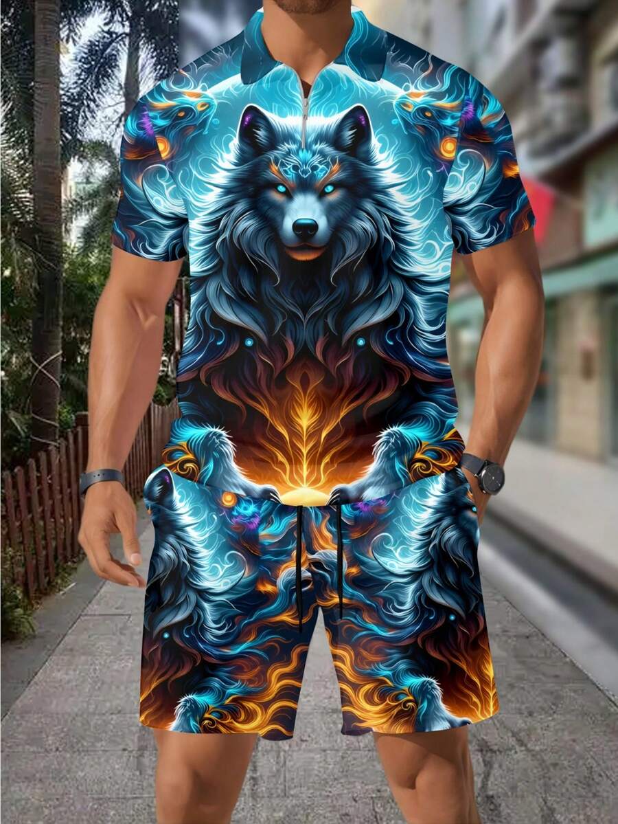 Men's Fashion 3D Wolf Print Zi - đánh giá và giá Men'S Fashion Polo