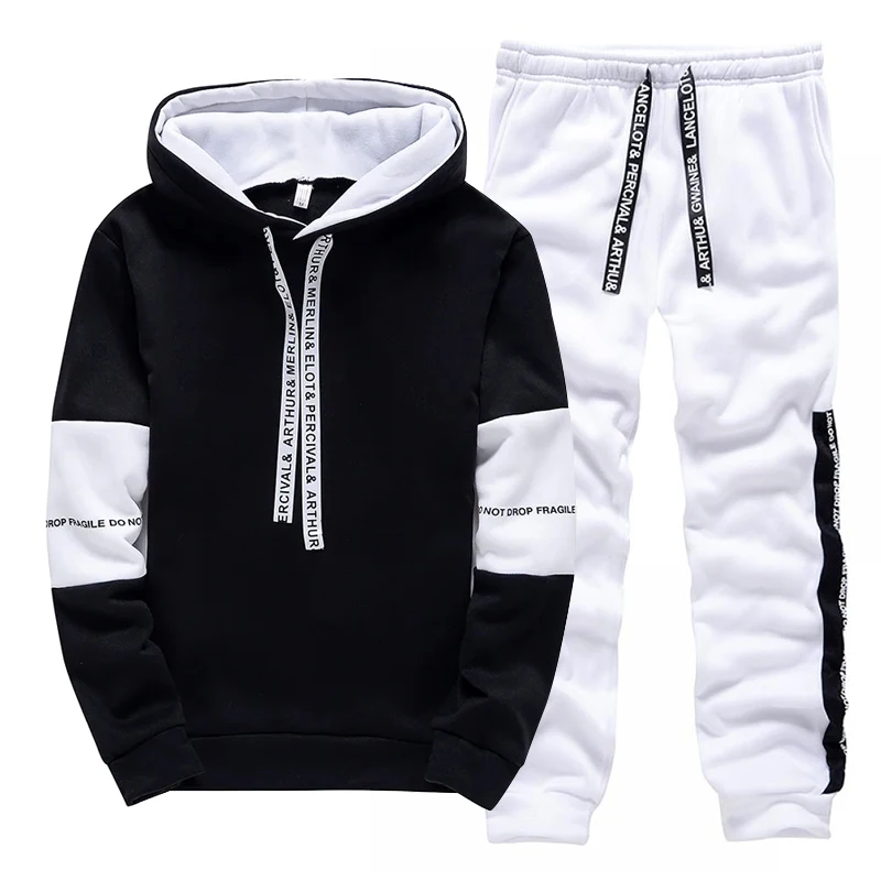 Black White Men's Tracksuit Fa - đánh giá và giá Men'S Fashion Hoodies