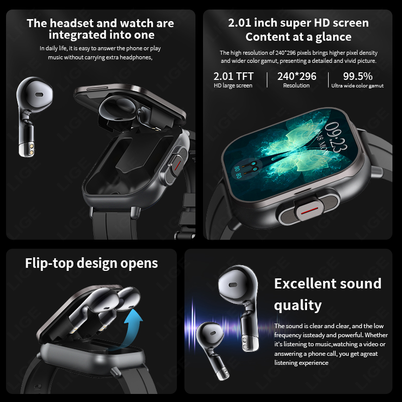 LIGE New 2 In 1 TWS Smart Watc - đánh giá và giá Men'S Fashion Week 2026