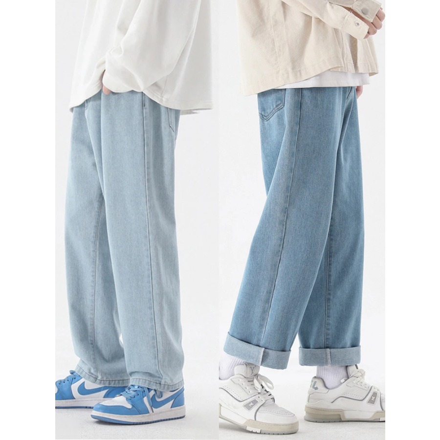 2026 New Korean Fashion Men's  - đánh giá và giá Men'S Fashion Grey Jeans