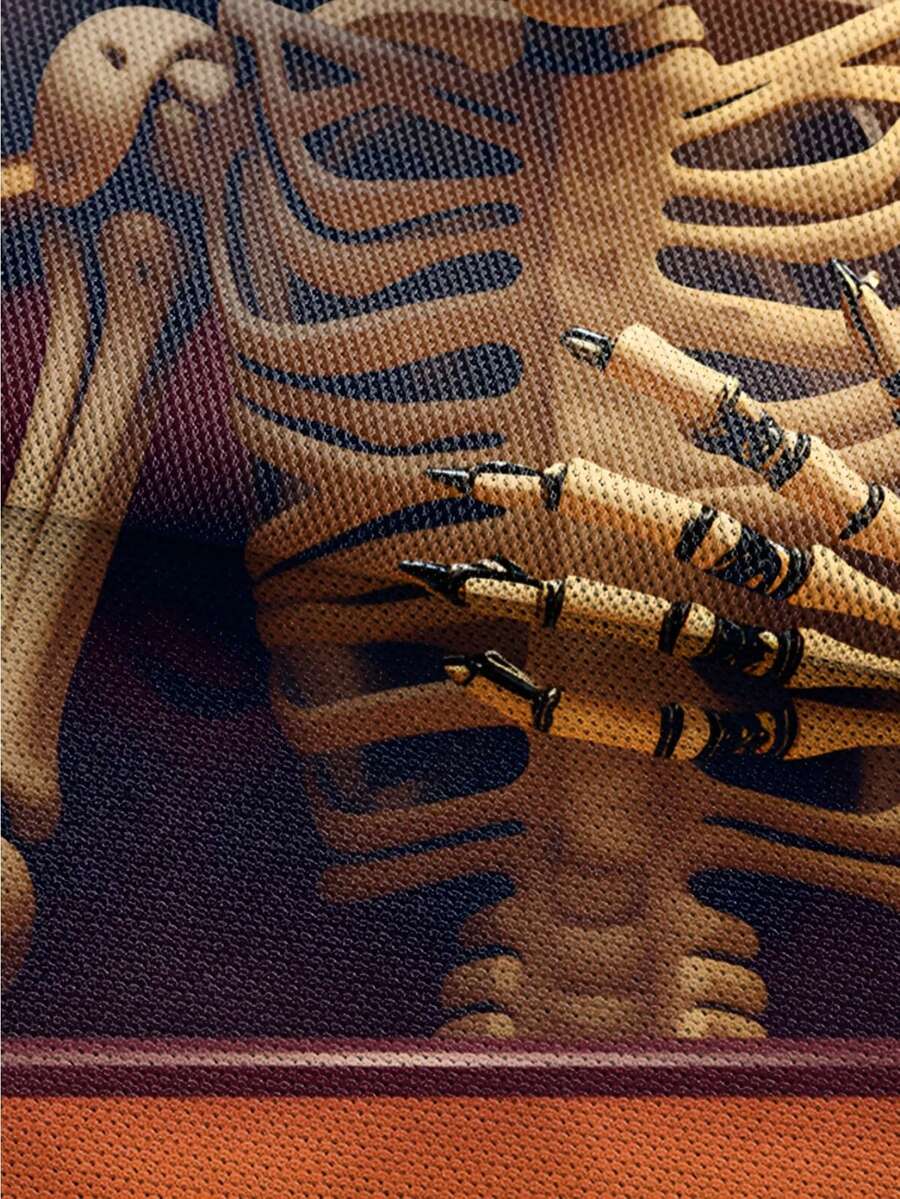 3D Skull Skeleton Bullet Print - đánh giá và giá Men'S Fashion Polo