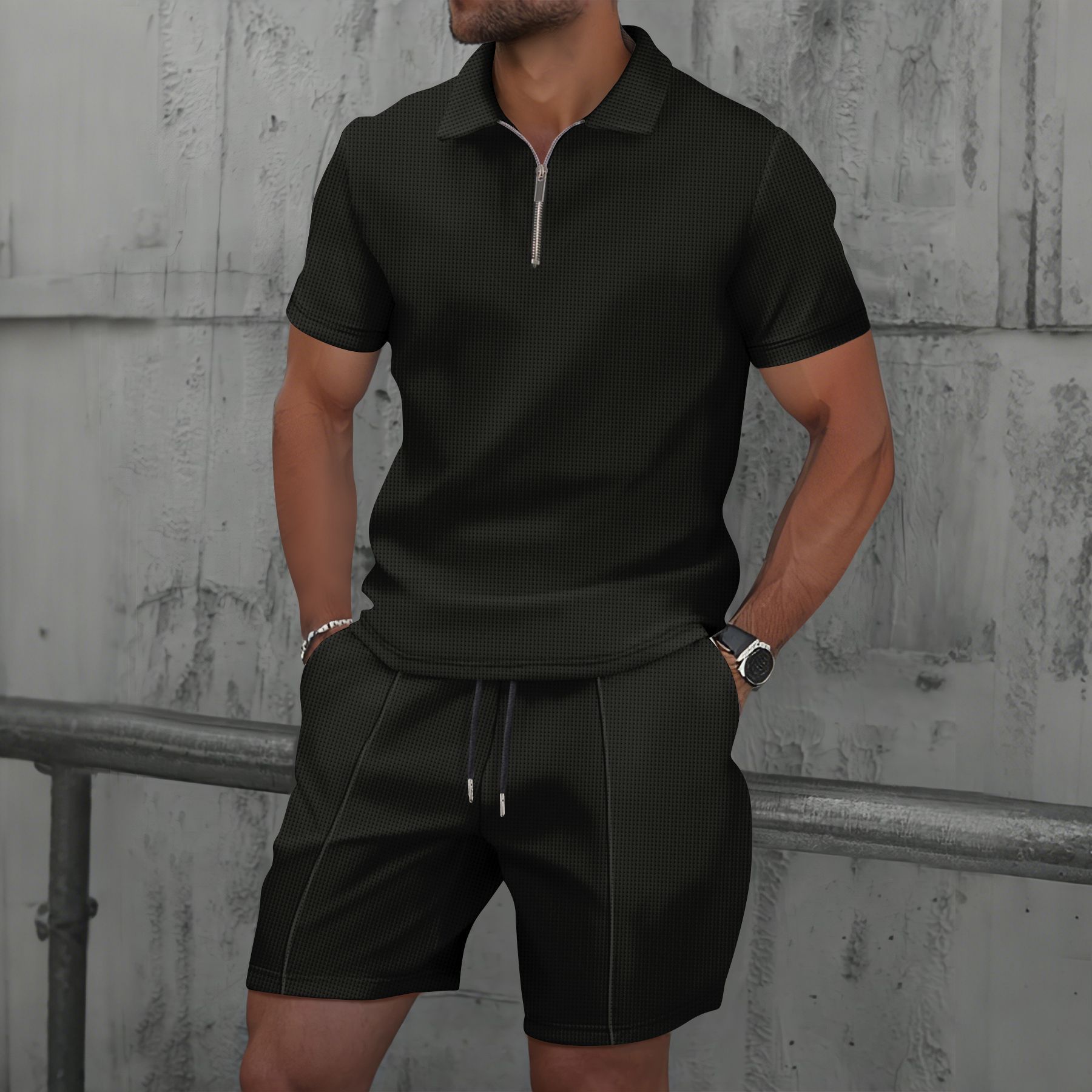 Men Waffle Quick Dry 2 Piece O - đánh giá và giá Men'S Fashion Polo