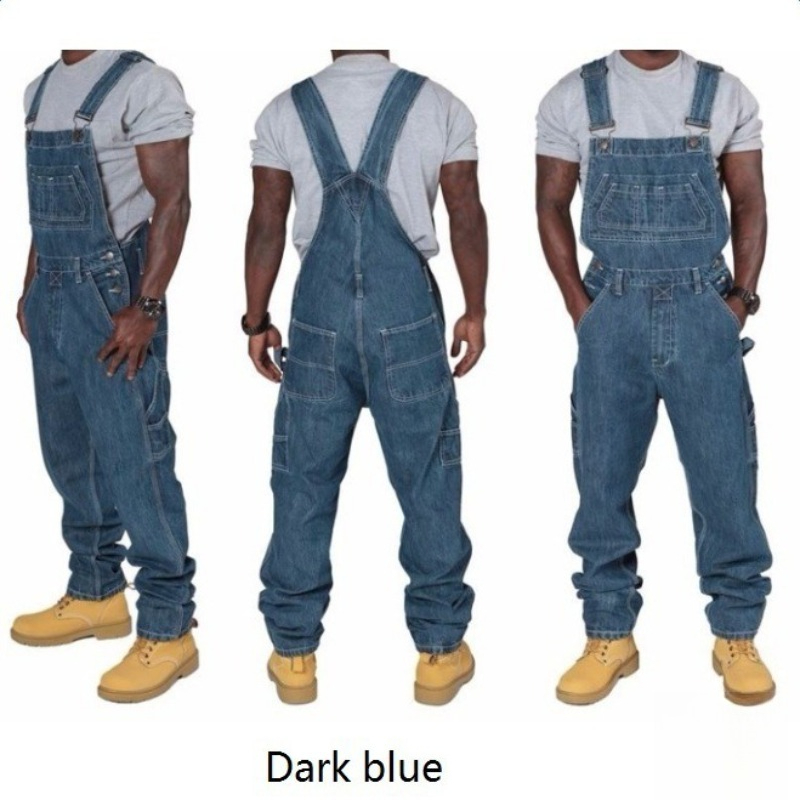 Mens Ripped Denim Overalls wit - đánh giá và giá Men'S Fashion Loose Pants