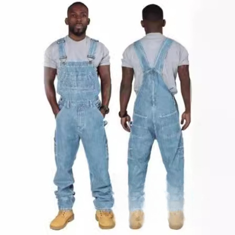 Mens Ripped Denim Overalls wit - đánh giá và giá Men'S Fashion Loose Pants