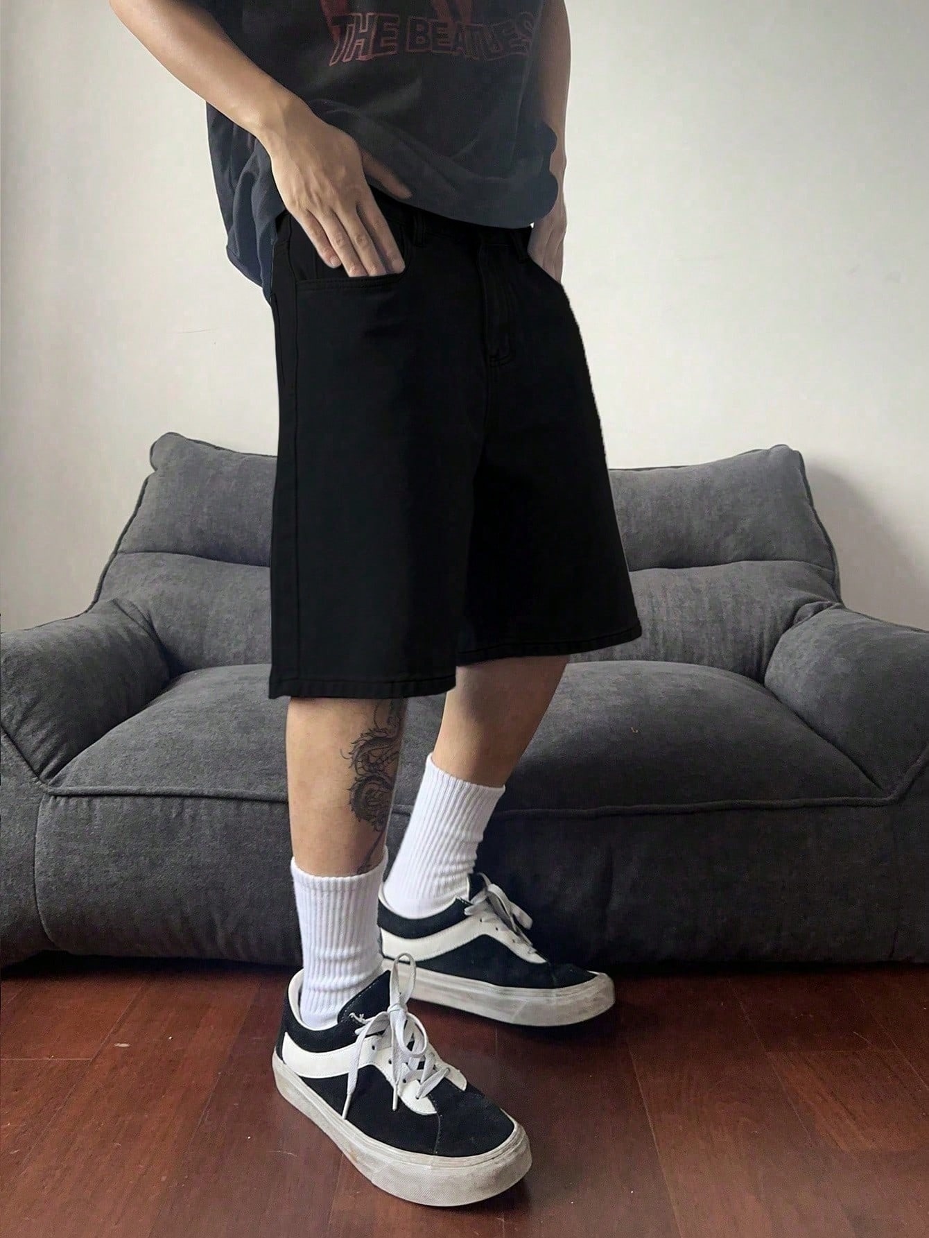Classic solid black non stretc - đánh giá và giá Men'S Fashion Loose Pants