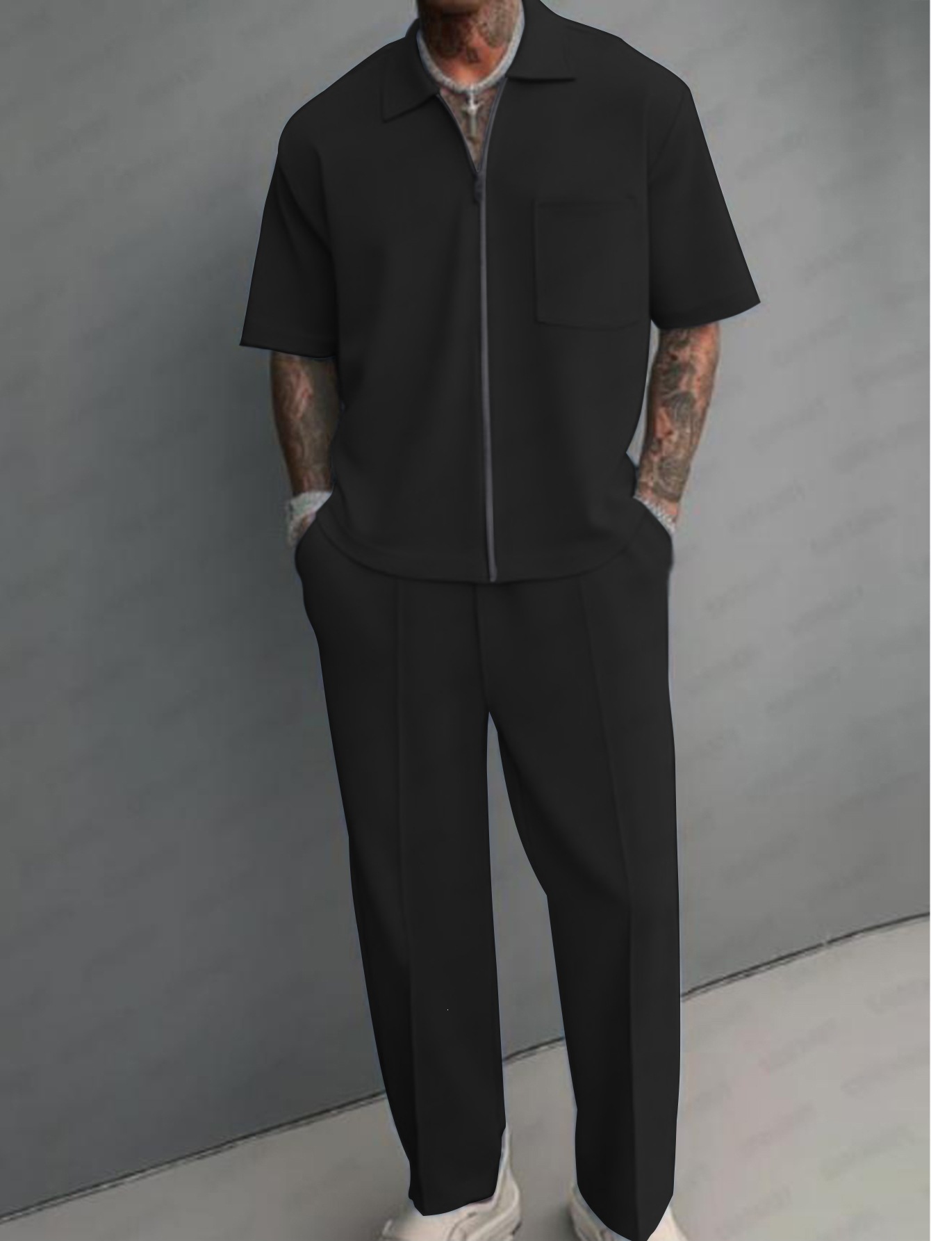 Men 2 Piece Outfits Half Zip P - đánh giá và giá Men'S Fashion Polo