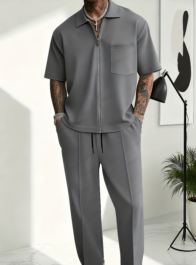 Men 2 Piece Outfits Half Zip P - đánh giá và giá Men'S Fashion Polo